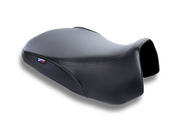 Sargent Cycle Products new World Sport front motorcycle seat for the BMW R 1300 GSA with CFX all black, Rgualr Height.